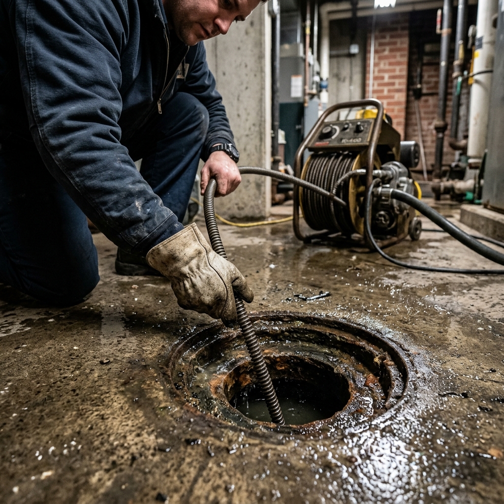 Sewer blockage being cleared by Drain Hero crew